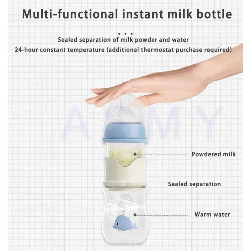 Dr.Green Newborn Baby Bottle Glass 150ml/240ml Wide Mouth Bottle Sealed isolation Fast milk filling Removable/Washable Bottles