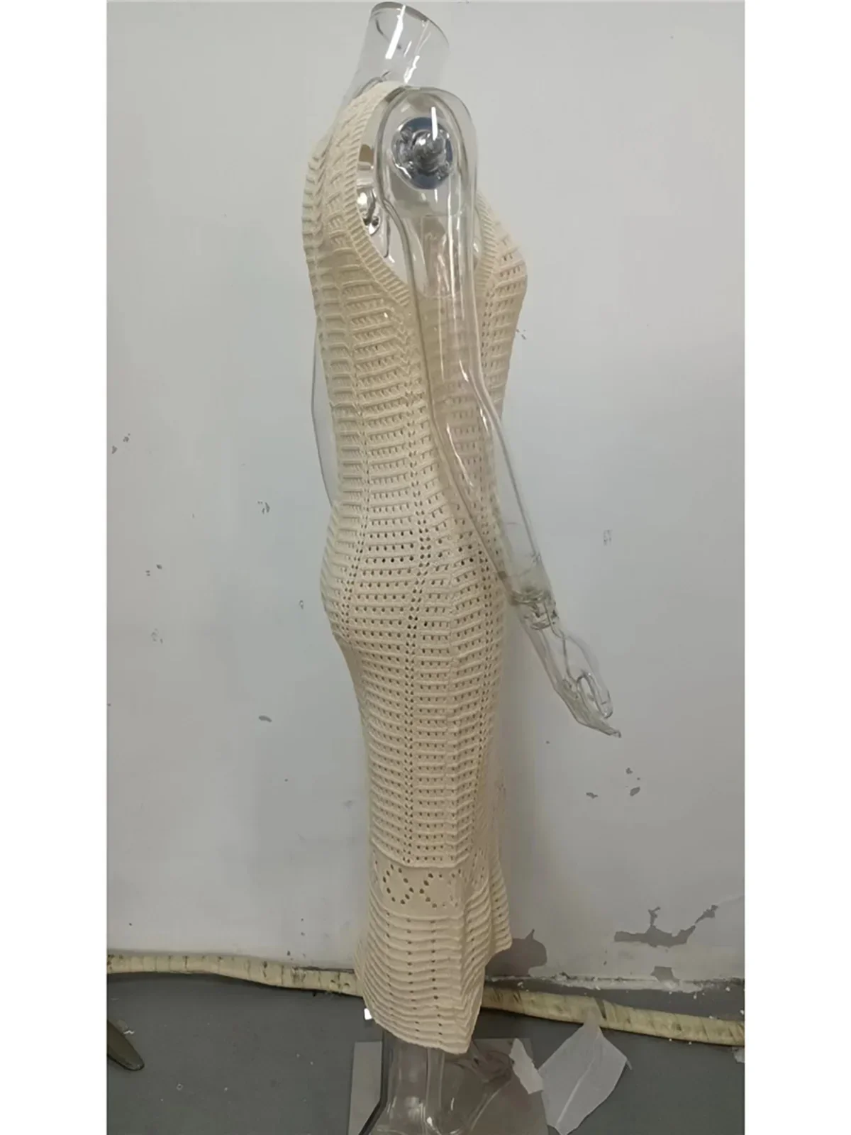 S-xl 2025 decote em v oco para fora crochê malha túnica praia cobrir cover-ups vestido de praia beach wear beachwear feminino k5699