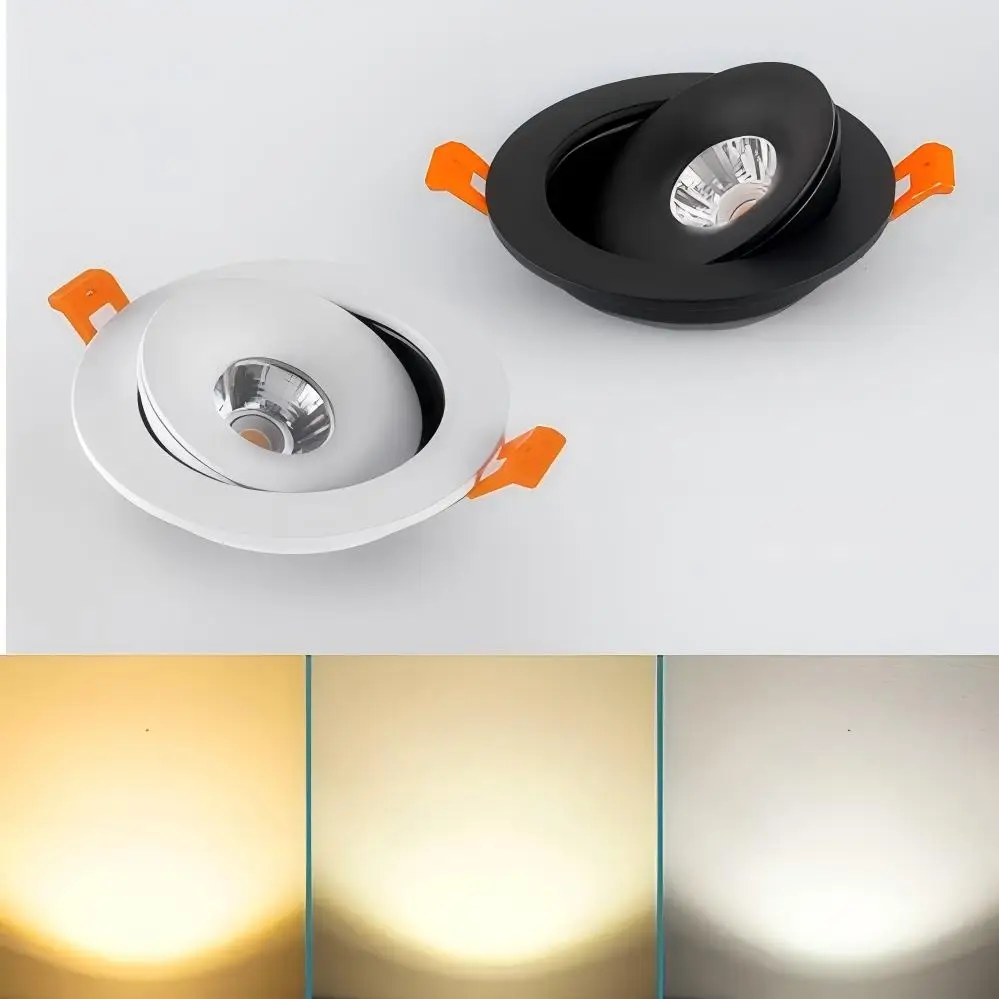 Embedded LED Downlight 15W 20W 24W Dimmable Black And White COB Spotlight 360 ° Adjustableindoor Lighting Home Decoration