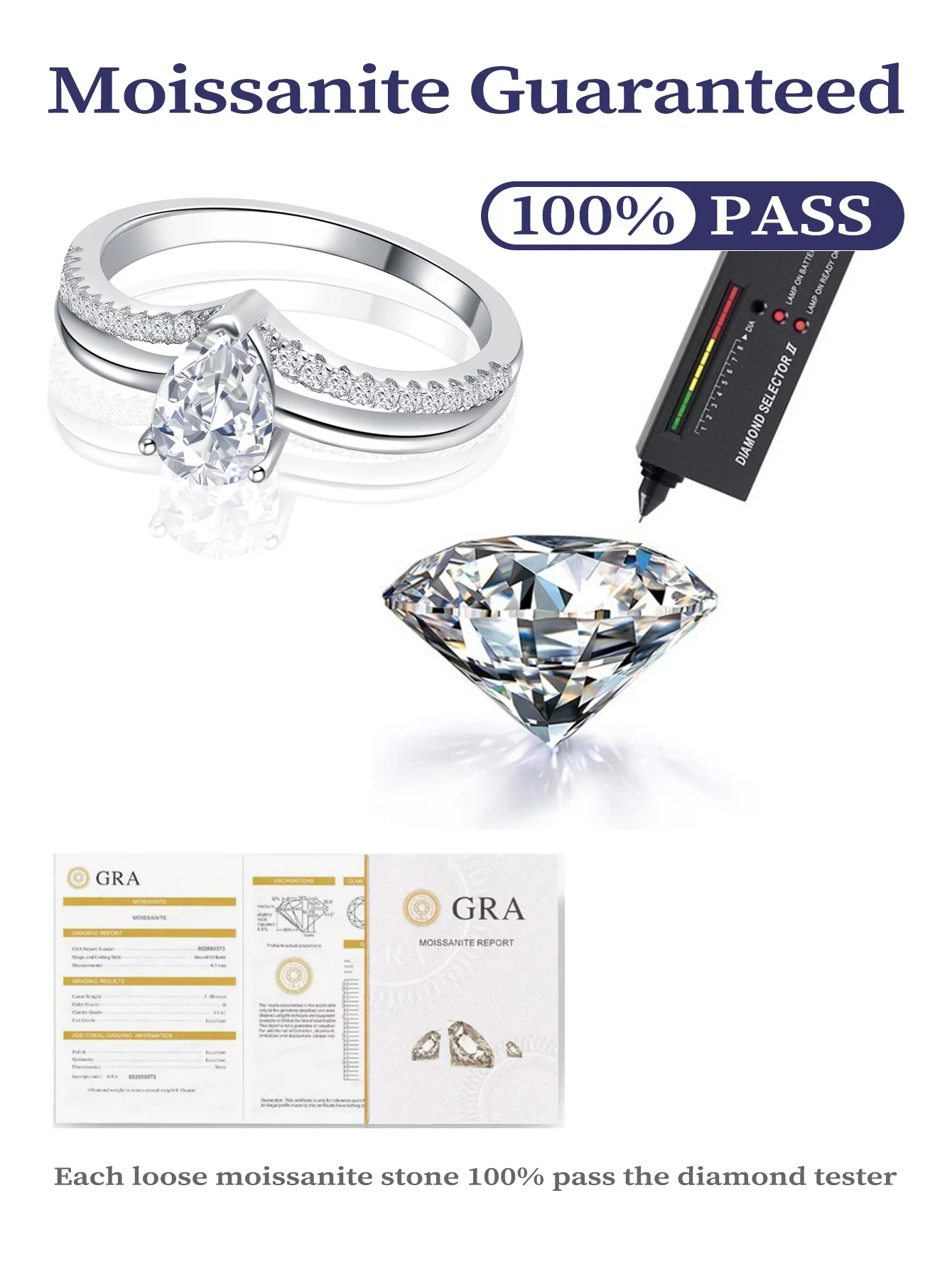 

925 Sterling Silver Ring Moissanite Rings Pear Ring Engagement Rings Three Jaw Ring