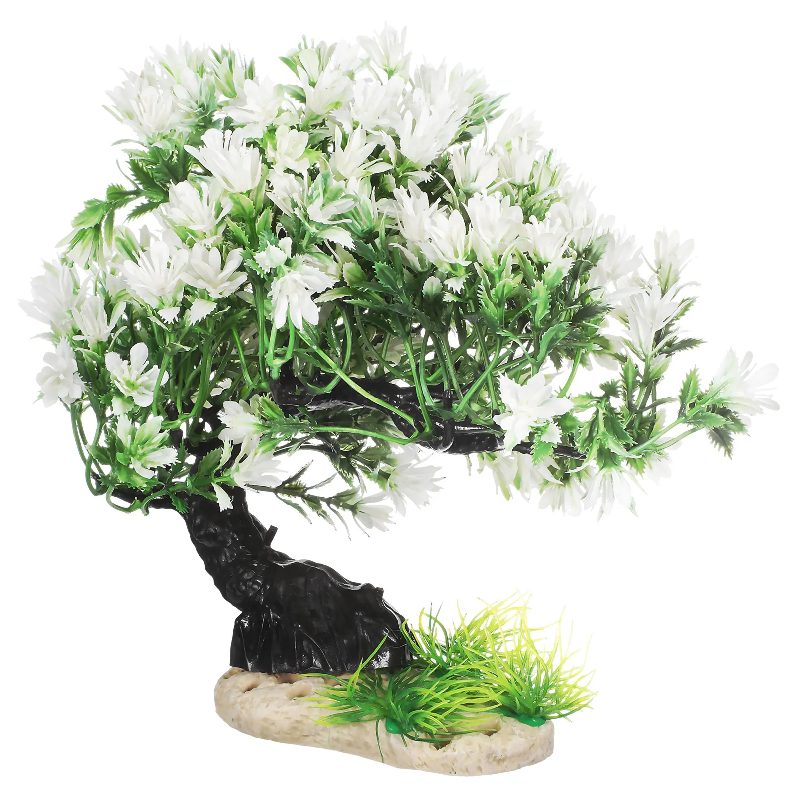 زخرفة شجرة محاكاة واقعية لنباتات حوض السمك البلاستيكية خزان الأسماك بونساي النباتات المزيفة زخرفة المناظر الطبيعية المائية #1