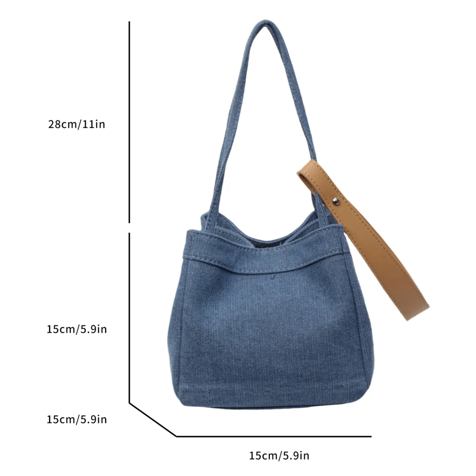 Denim Women\'s Bag 2024 New Jeans Messenger Bag Y2K Eco Bag Korean Shoulder Bag Shopping Designer Handbag Quilted Bucket Bag Tote