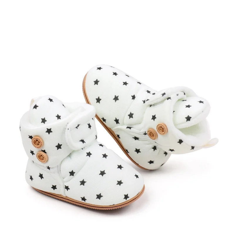 Newborn Baby Winter Boots Star Print Warm Cute Flats Casual Walking Shoes for Toddler Infant