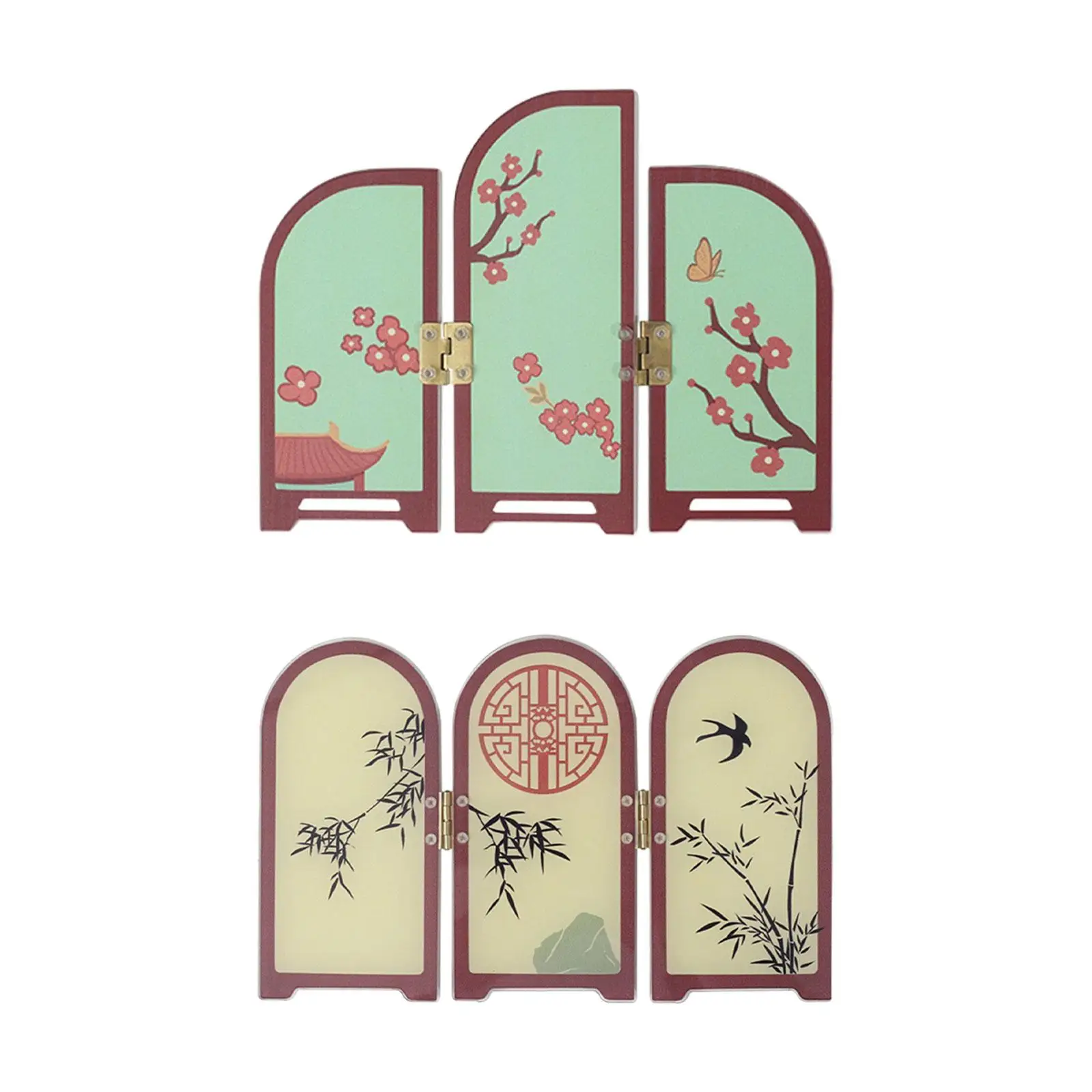 Decorative Screen Mini Folding Screen Artistic Decor Mini Divider for Shelf Fireplace Office Bedroom Living Room