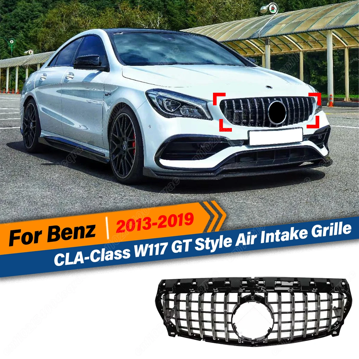 

For Mercedes Benz CLA-Class W117 2013 2014 2015 2016 2017 2018 2019 Front GT Style Racing Air Intake Grille Mesh Car Accessories