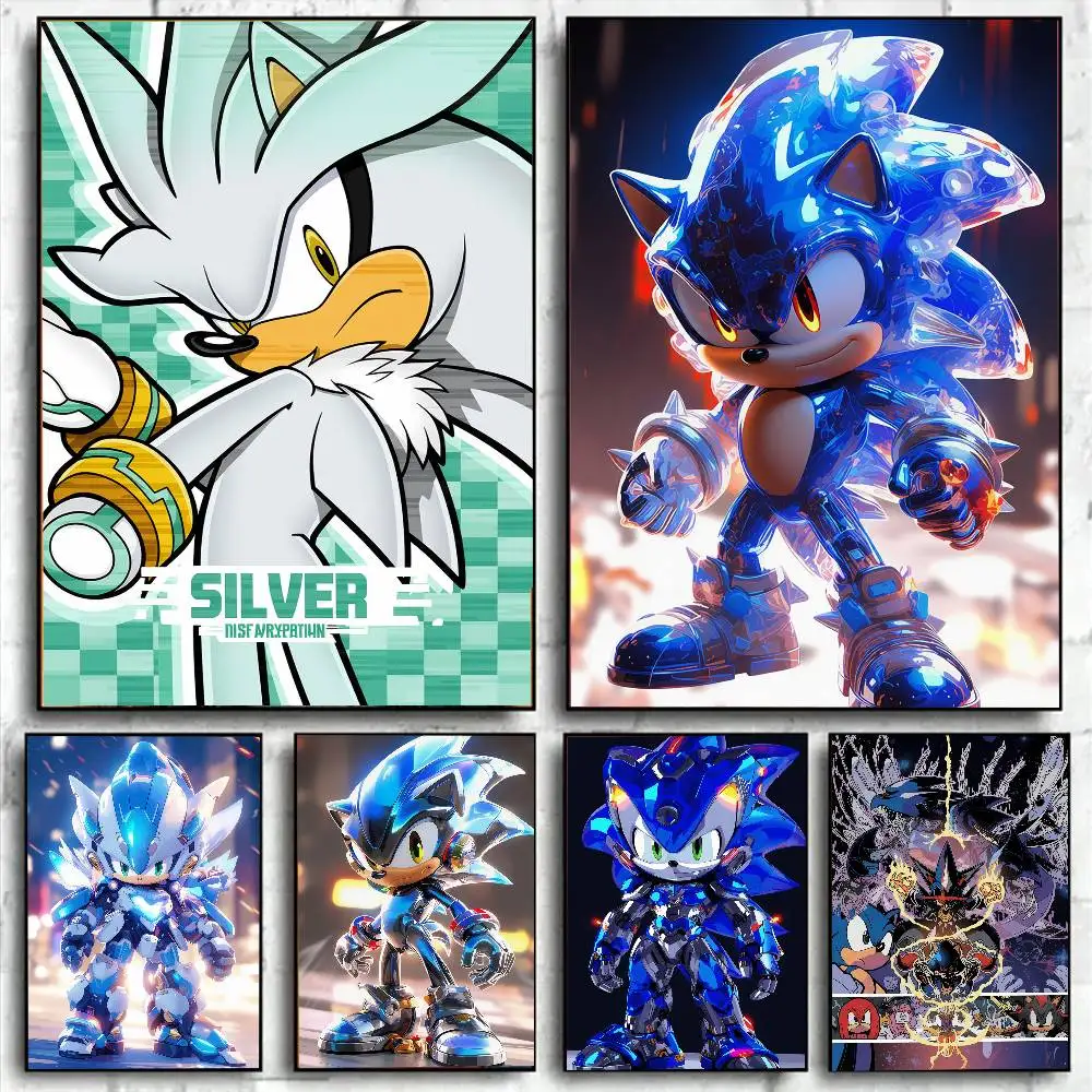 Sonic the Hedgehog Anime Poster, HD Stickers, Waterproof Print, Wall Art for Bedroom and Living Room Decor