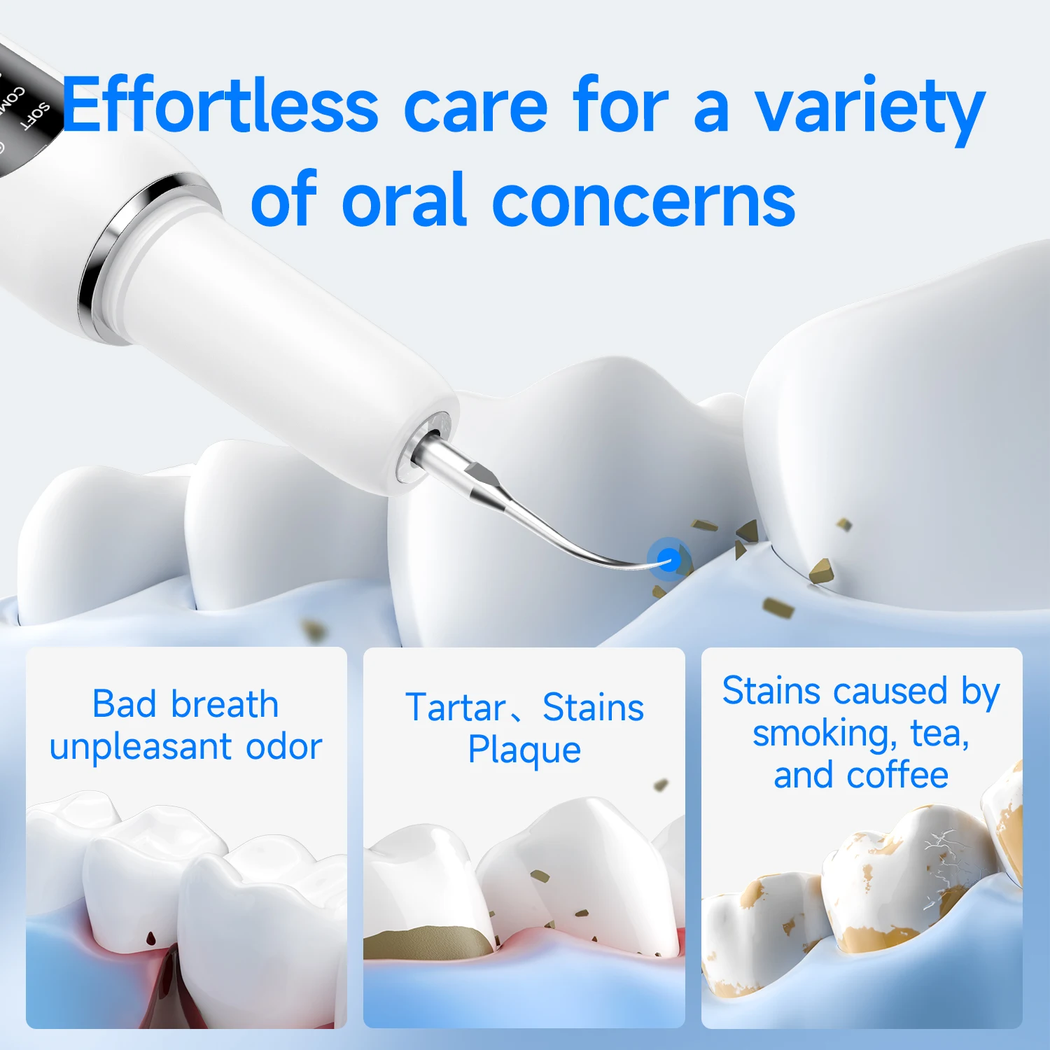 CURVY MOON T6 Electric Tooth Cleaner Ultrasonic High Frequency Vibrating Plaque Remover Dental Scaler Eliminator Tartar Removal - view 5
