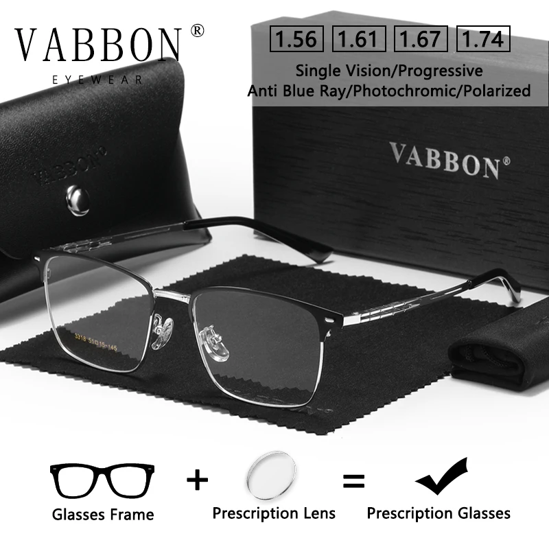 

Vabbon новые очки для близорукости с защитой от синего света, очки против усталости, мужские оптические очки, деловая металлическая оправа, плоское зеркало, фотохромные очки 3318