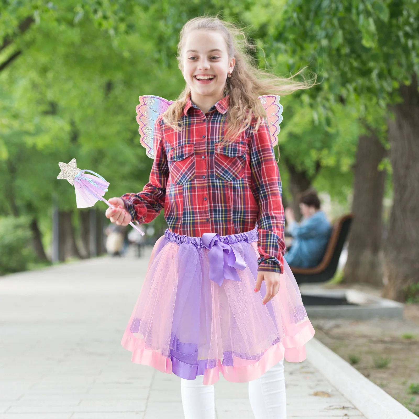 1 set costume da fata angelo per 2-6 anni festa di Halloween bella bacchetta ala volante abiti cosplay costume da angelo