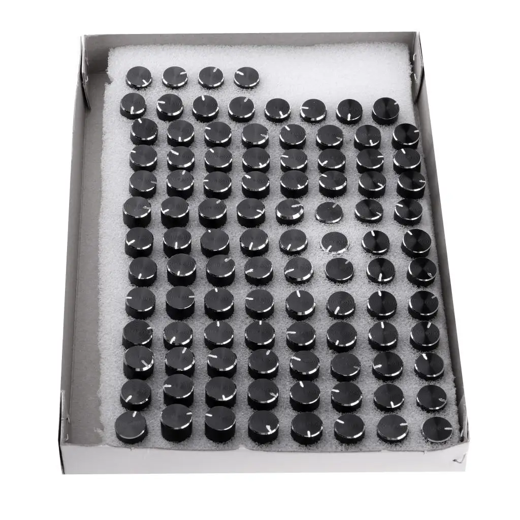 

100 Pack Potentiometer Knob Button Cap Aluminum Adjustable 6mm Shaft for Audio Mixer and Amplifier Use