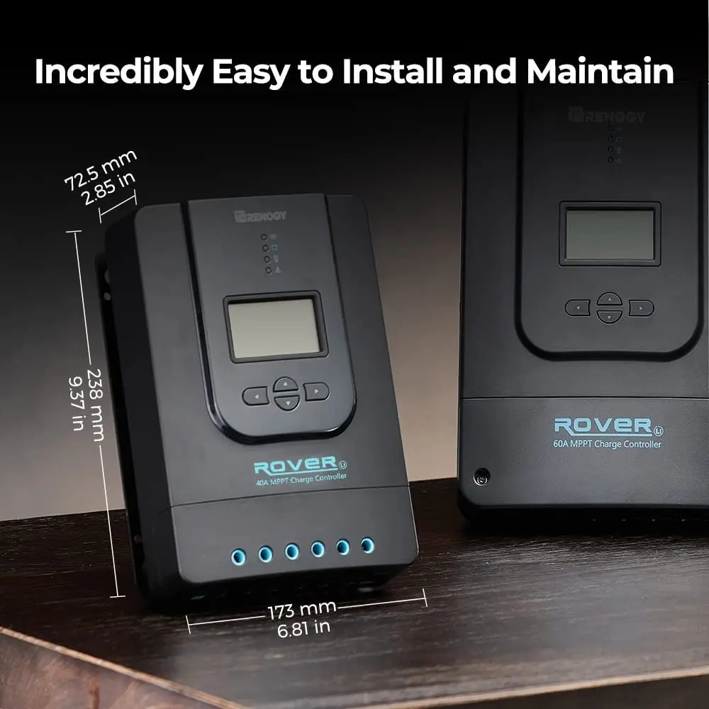 40A 12V/24V MPPT Solar Charge Controller with LCD Display for Lithium Batteries