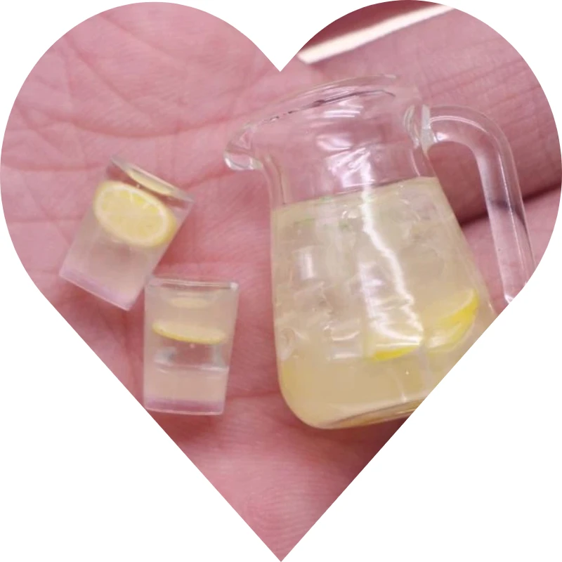Ensemble de boissons au thé au citron glacé, collations miniatures pour meubles de maison de poupée, 3/4 pièces, 7.