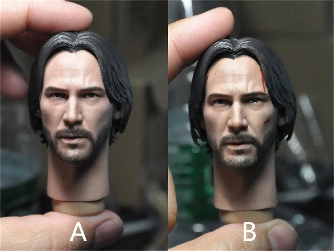 Male Head Sculpt Carving Keanu Reeves Killer 2.0 Actor Carving Star Damaged Normal   1/6   Soldier Model Fit 12