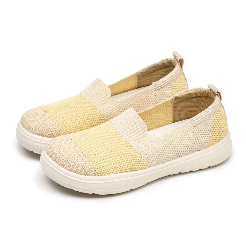 Women Slip‑on Color‑Spliced Knit Loafers Lightweight Non‑Slip Rubber Sole Breathable Flat Casual Mother Shoes view 5