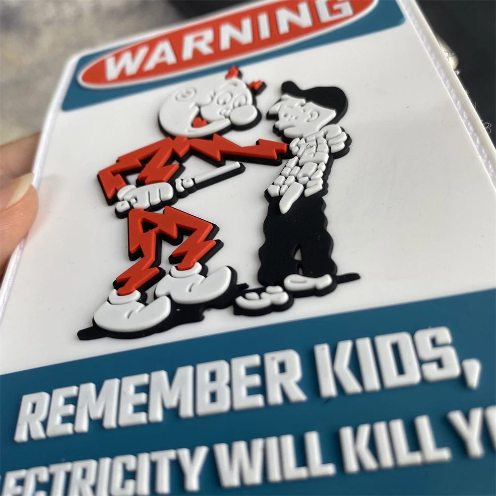 Remember Kids Electricity Will Kill You Morale Badge Patch PVC Tactical Patch for Military Hook&Loop Armband Backpack Sticker