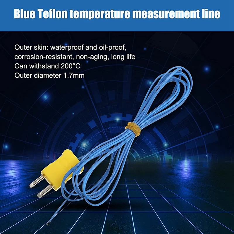 2M K-Type Temperature Sensor Probe Sensor Temperature Sensors Measure Range -40 To 400 ℃(-104 To 752 ℉) 4 Pcs