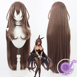 Noir Cosplay Wig Nikke Goddess of Victory Brown 100cm Heat Resistant Synthetic Hair Halloween Party Role Play Carnival + Wig Cap