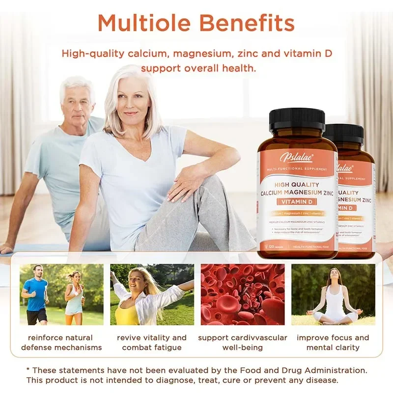 Capsules de zinc et de magnésium de calcium - La vitamine D riche, aide à soutenir les os, les dents, le cœur et améliore la fonction du système immunitaire