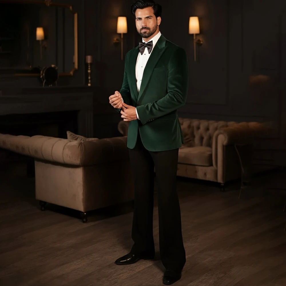 

Elegant Men's Suits Luxury Single Breasted Peak Lapel Slim Fit 2 Piece Jacket Pants Outfits High Quality Business Male Clothing