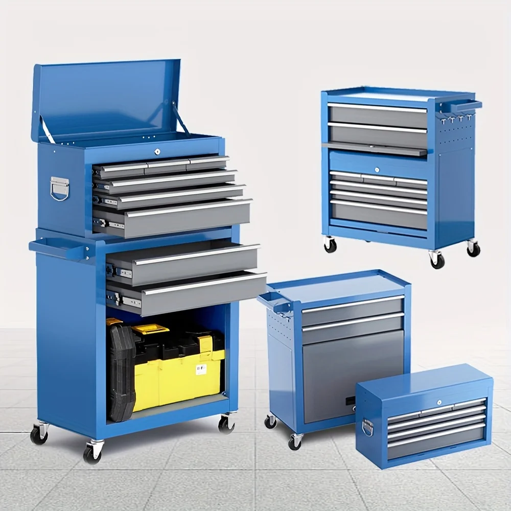 

8/4 Drawer High Capacity Rolling Tool Chest, 2-In-1 Removable Cabinet Storage Tool Box with Wheels And Drawers, Detachable Toolbox with Lock for Workshop Mechanics Garage, Carshop