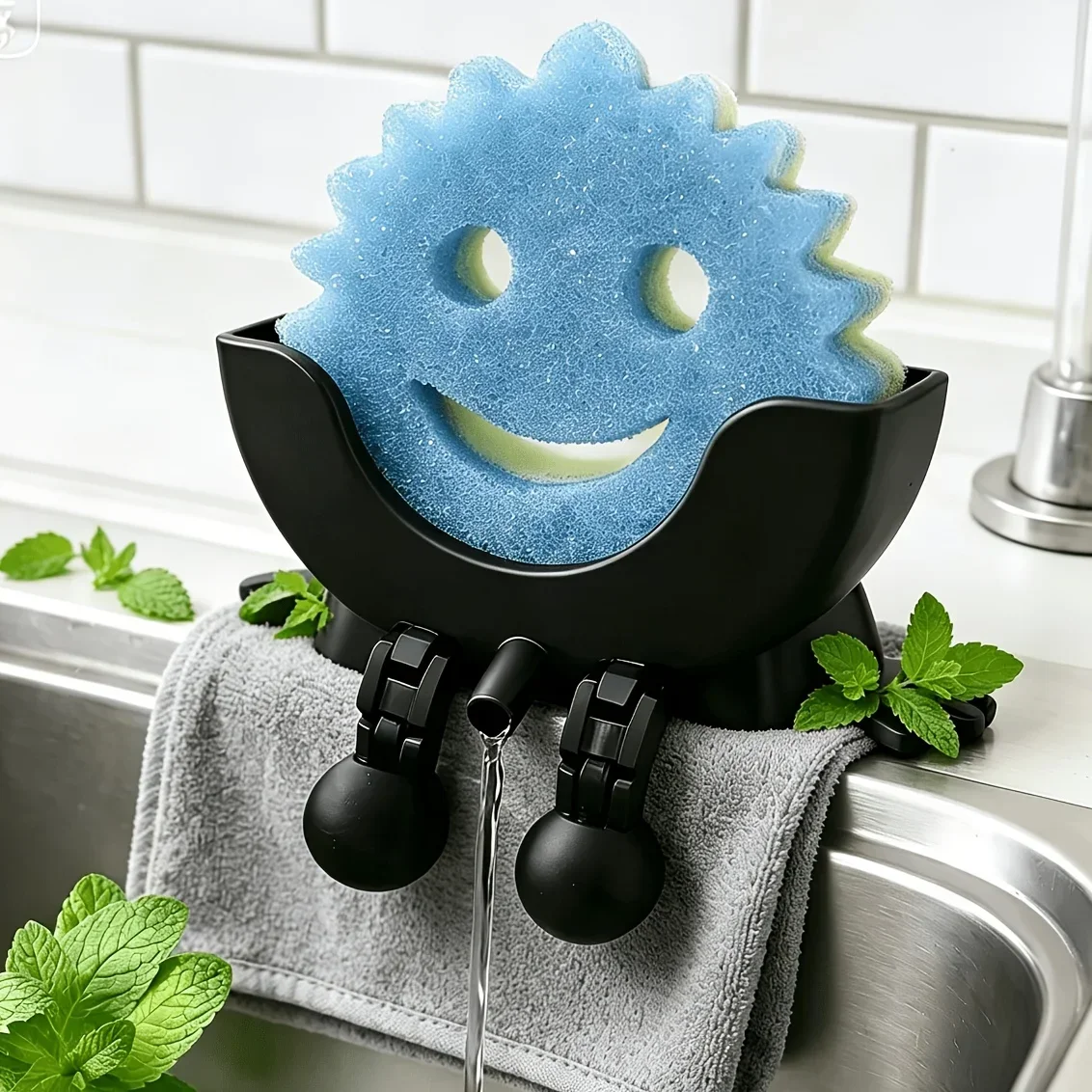 Cute Drain Sponge Holder, Soap Dish, Sink Storage Rack, Organizer Tray, Home Bathroom & Kitchen Countertop Decor Accessories