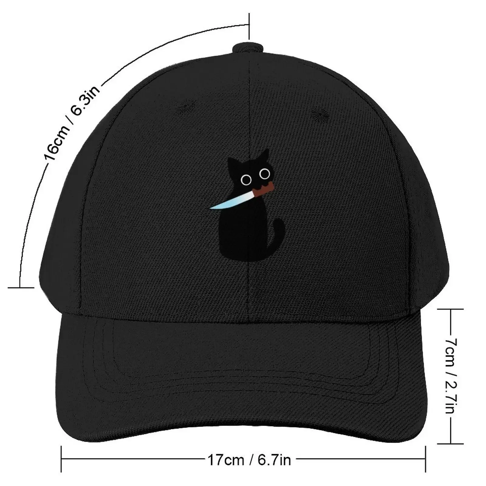 Cute mischievous black cat with knife Baseball Cap Hat Baseball Cap hiking hat Women's Hats For The Sun Men's