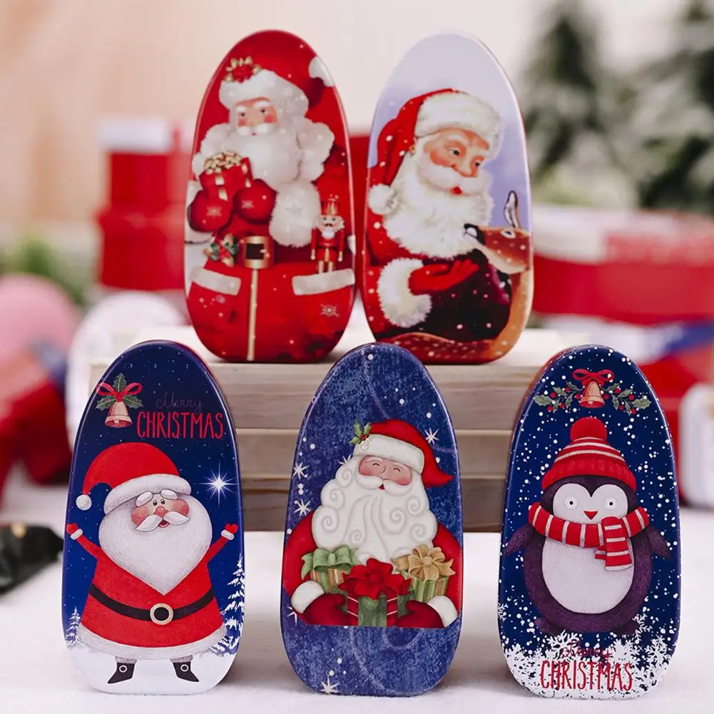 

Christmas Gift Boxes Iron Candy Boxes Santa Snowman Cookie Jar Festive Candy Storage Box Cookie Tins For Packaging