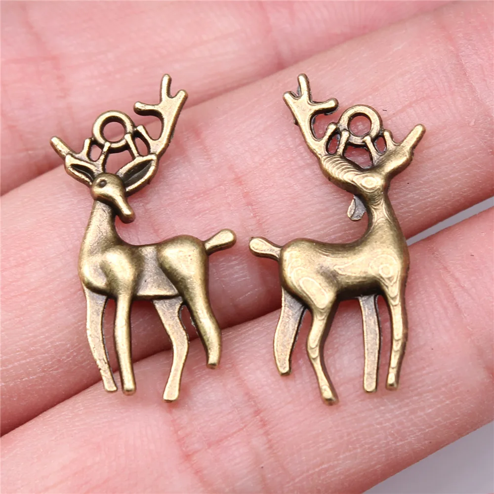 10pcs 26x14mm 2 Colors Antique Silver Color Antique Bronze Color Deer Charms Pendant DIY Jewelry Materials Bulk