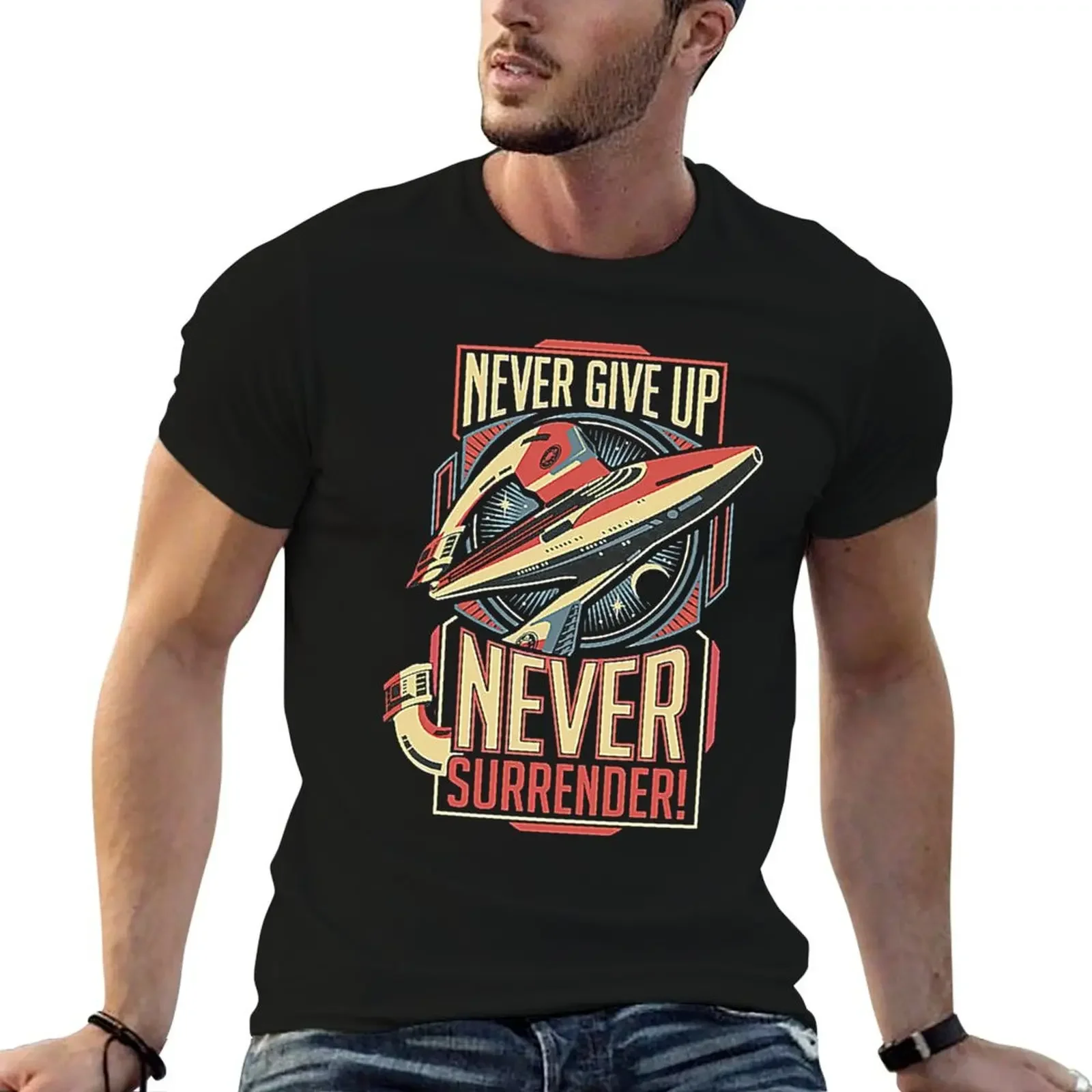 Vintage Never Surrender Quote Retro T-Shirt plus sizes new edition funny t shirts men