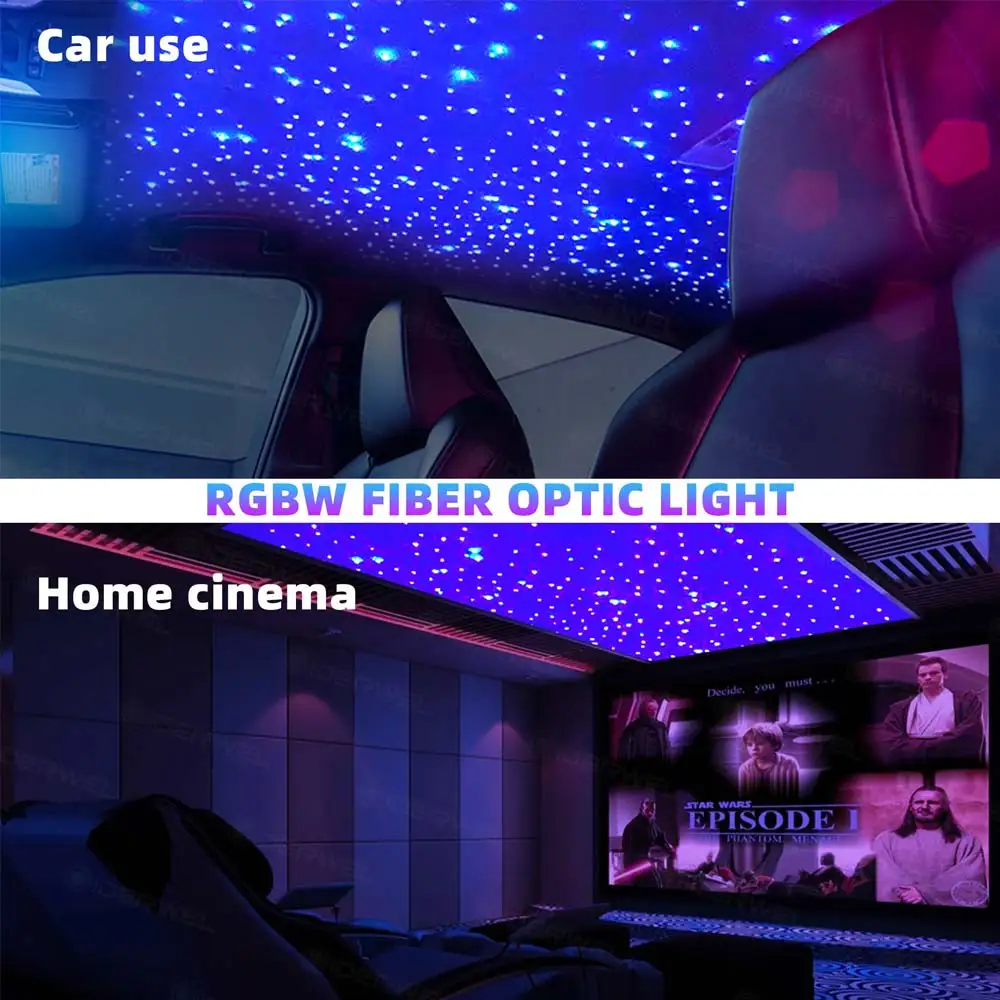 RGBW 1/2/4/6 Split Maschine Auto Dach Stern Licht APP Steuerung Fiber Optic Stern Decke Licht Sternen Himmel Decke für Auto Hause – Detail 17