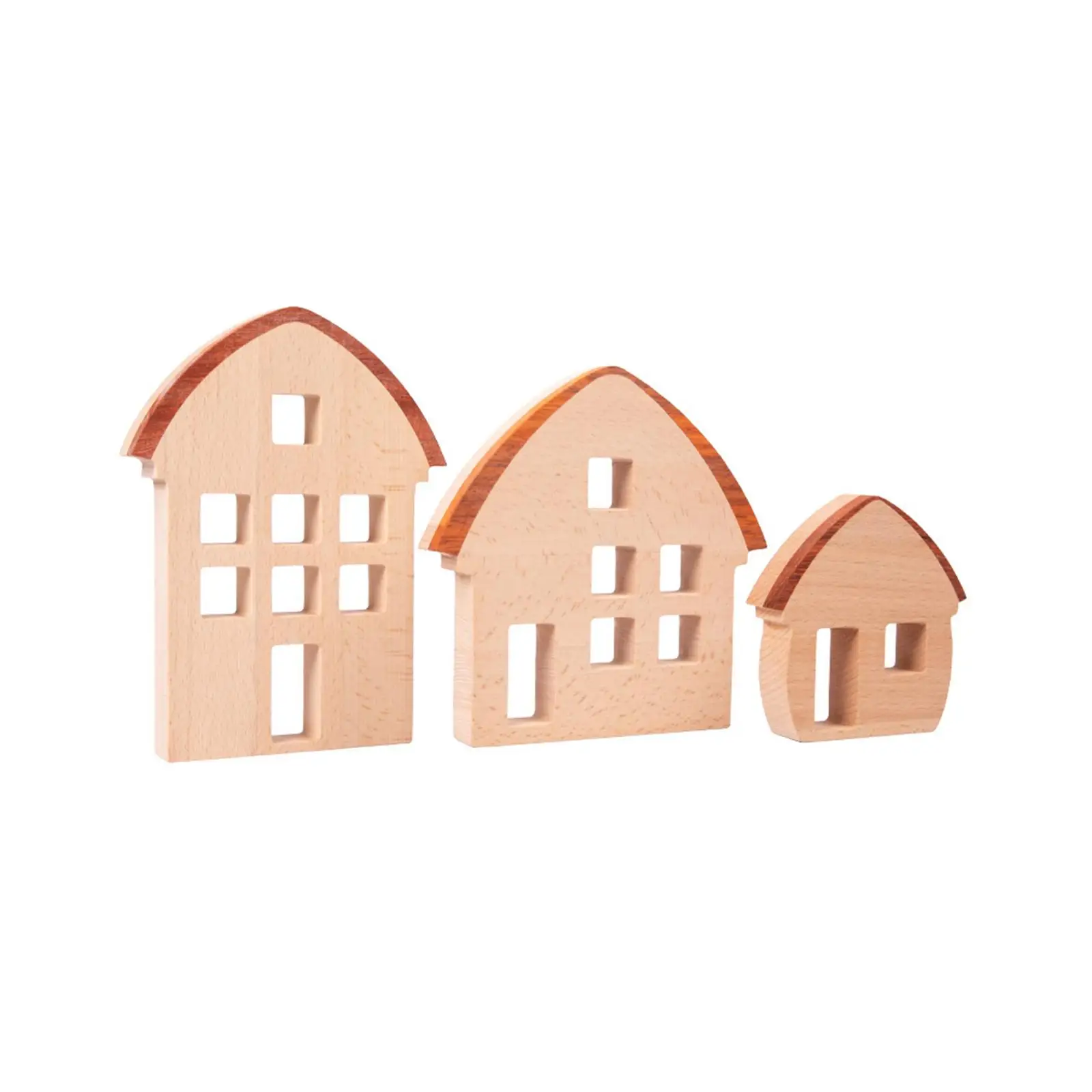 3 pçs casa de madeira montessori empilhamento brinquedo ornamento para meninos meninas crianças quarto