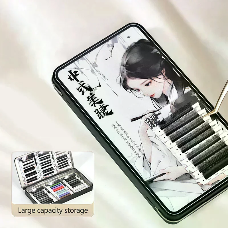 

Empty Magnetic Fake Eyelash Storage Box With 6 Diskettes False Eyelash Holder Case Container Travel Pallet Lash Holder