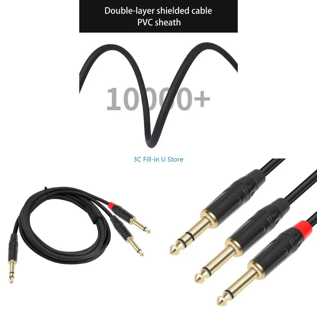 G8TA 6.35mm 1/4inch Stereos to Two Mono Insert Cable for Mixing Board Connection