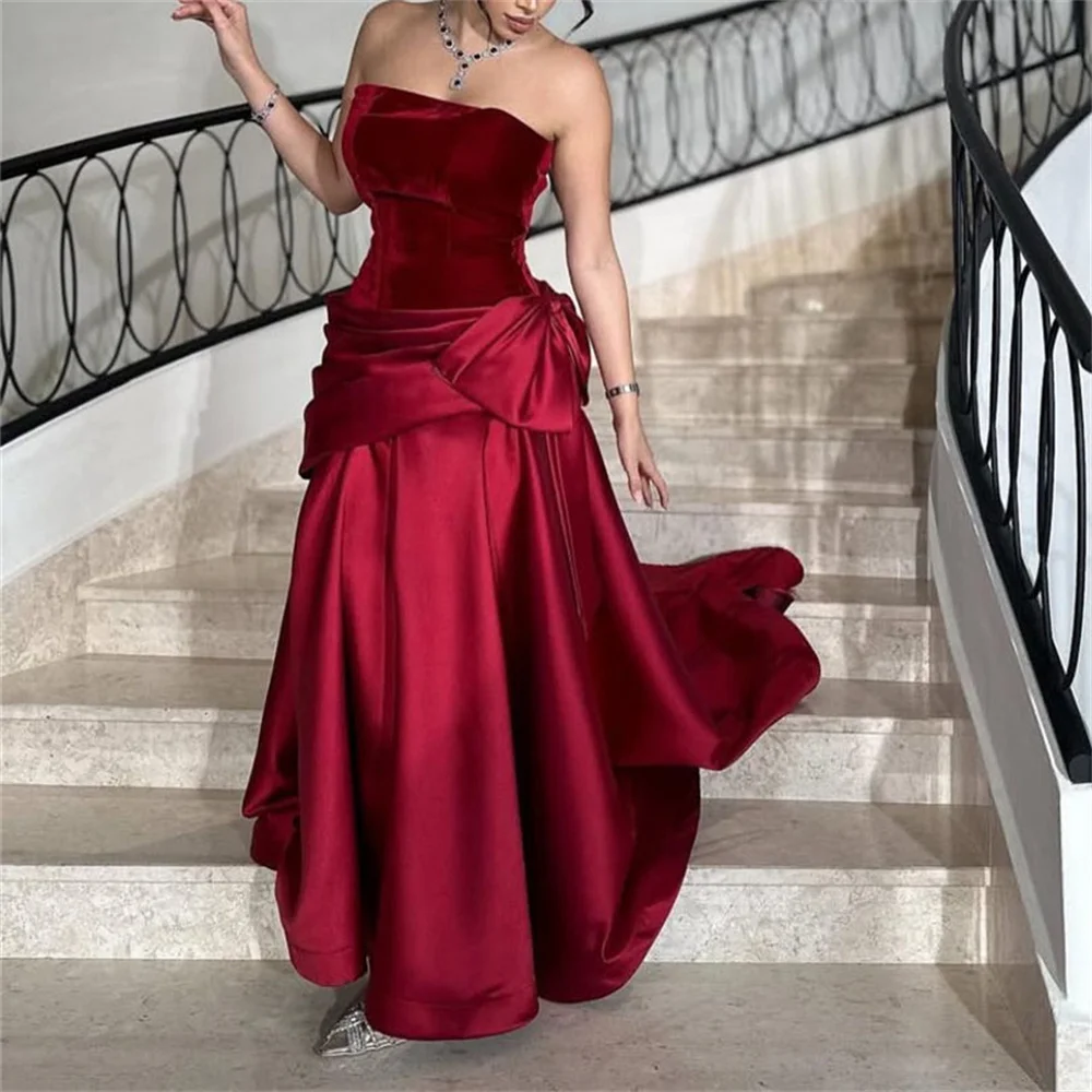 ROYET Bow Classic Sleeveless Mermaid Formal Long Evening Party Dress For Woman Floor Length Sweep Train Prom Gown Customized