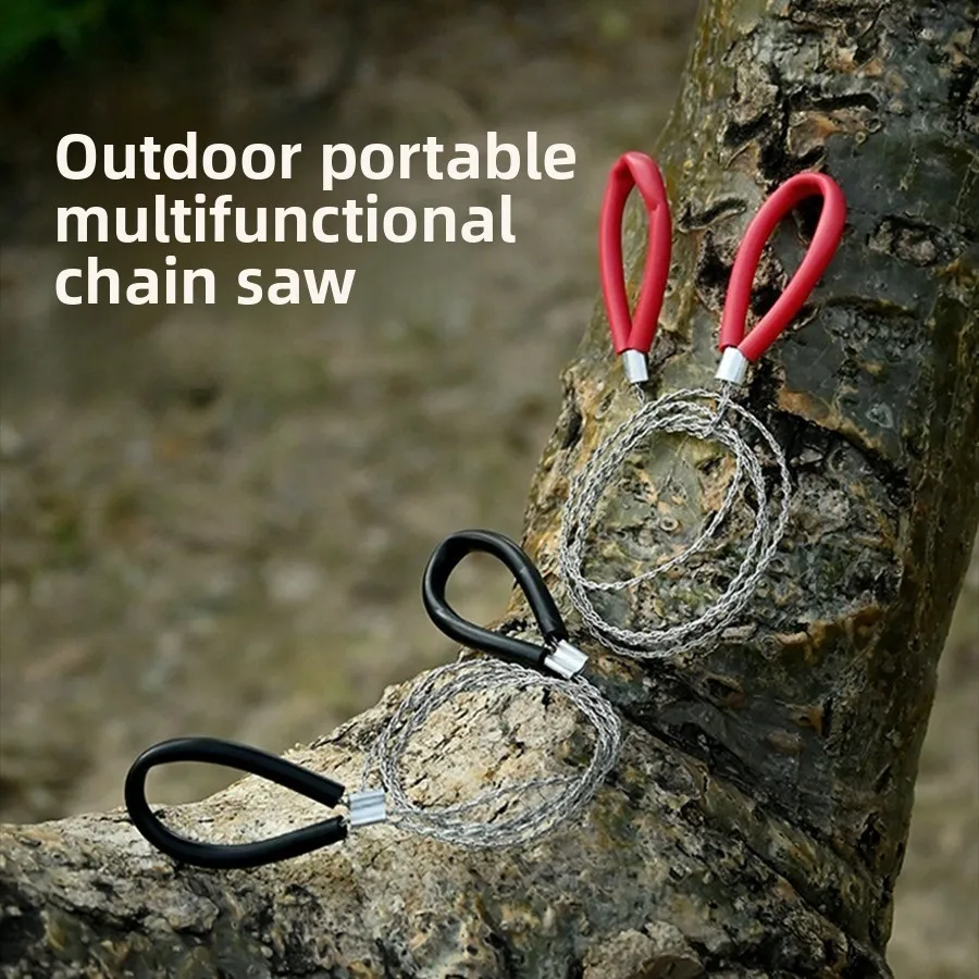 Handseilsäge Kettensäge Überlebens-Notfall-Rettungswerkzeug mit Ringen Outdoor Camping Wandern Holzschneide-Ausrüstung