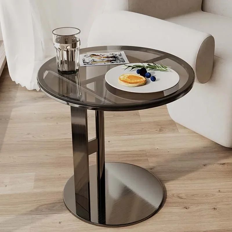 

Korean Luxury Coffee Tables Round Aesthetic Balcony Glass Side Table Small Modern Italian Simple Mesa Auxiliar Trendy Furniture