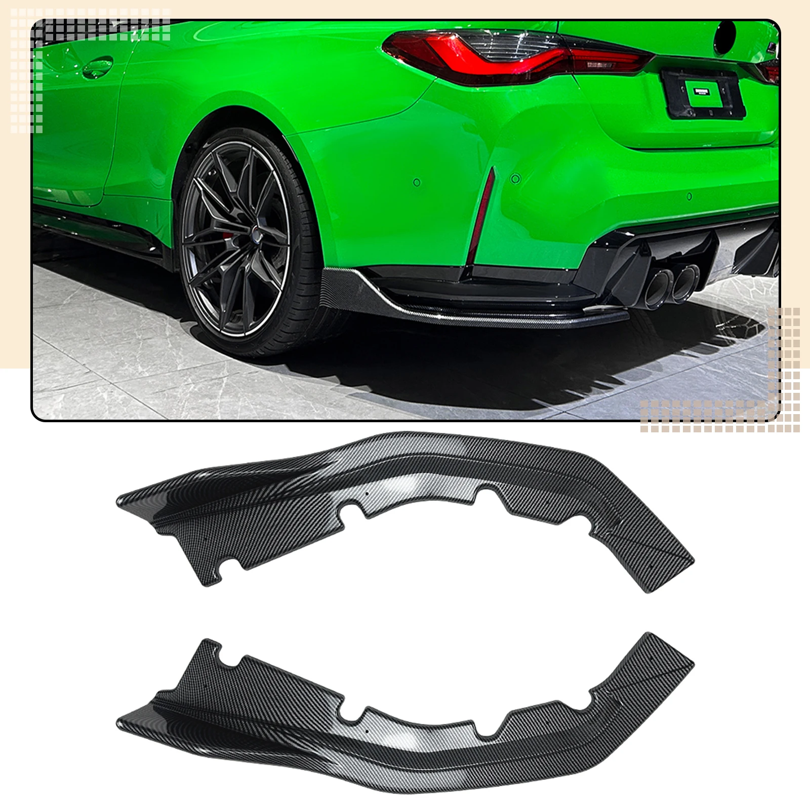 

2 штуки накладок-спойлеров на задний бампер (боковые уголки) для BMW M4 G82 G83 2021-2026
