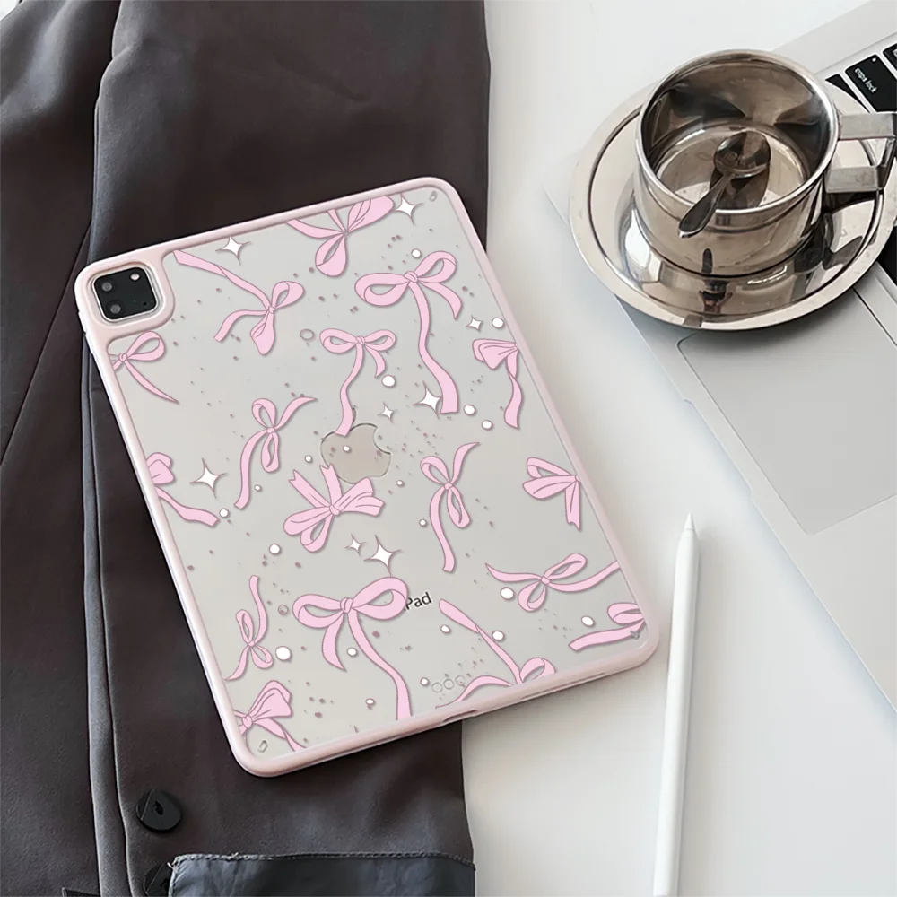 Ins Pink Line Butterfly Tablet Case For iPad Pro 11 12.9 13 M2 M4 M3 M5 Shell 8.3 9.7 10.2 5/6/7/8/9/10/11th Air 2 3 4 5 6 Cover