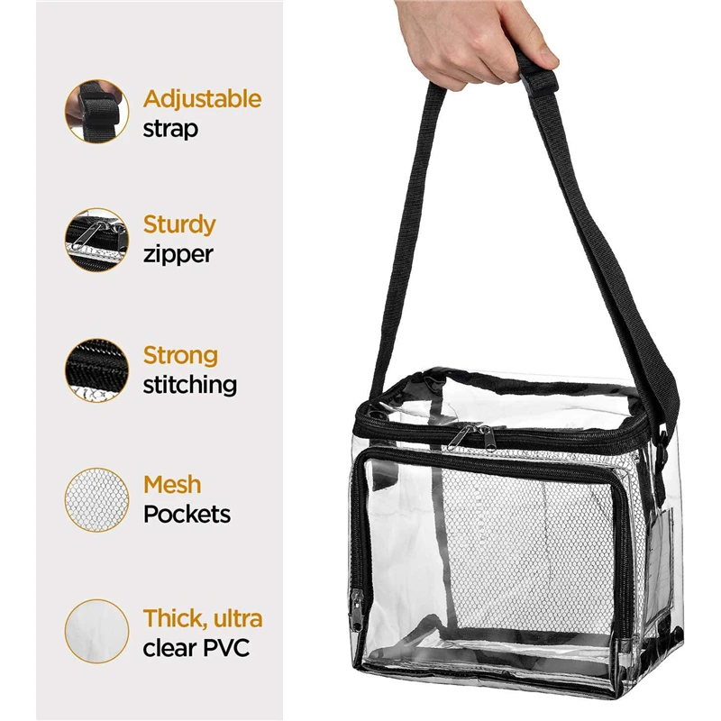 Portable PVC Transparent Shoulder Crossbody Bag Tote Satchel Handbag for Women Lady Large Capacity Clear Bag Shopping Handbag