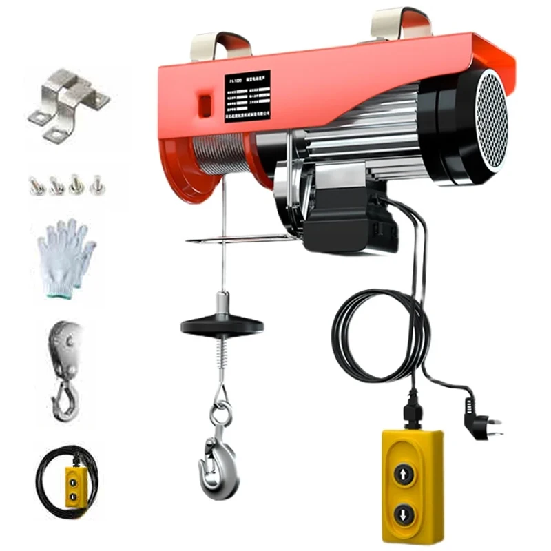 Electric Hoist Crane 100-400kg with Wired/Wireless Remote Control Crane Cable Lifting Winch for Marine Garage Elevator