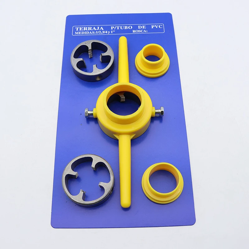 6PCS Plastic Pipe Thread Die Kit, Plumbing Thread Manual Tools Water Pipe Die Tap Wrench Die Set Power Tools Accessories 
