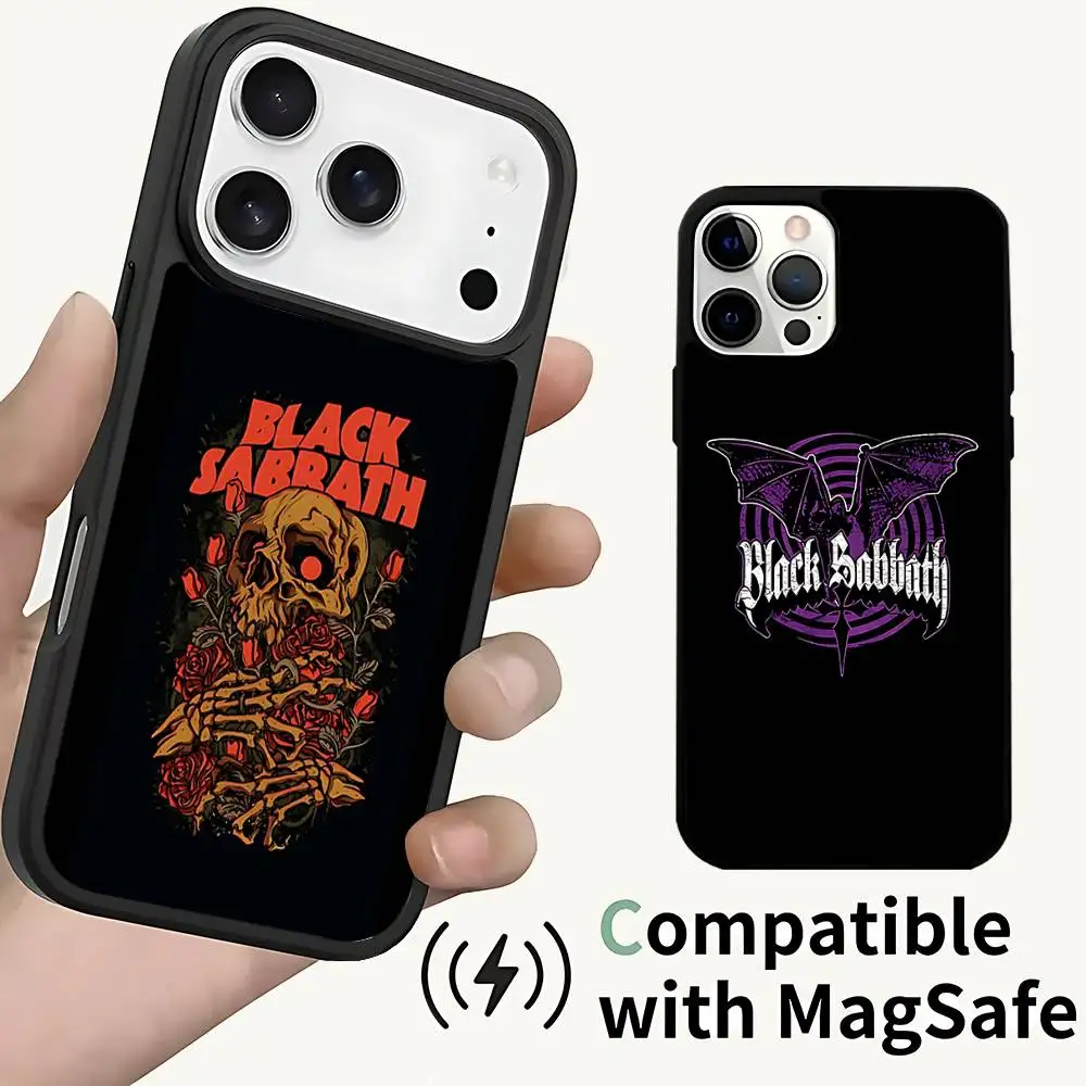 

B-Black Sabbath Heavy Metal Band Case For iPhone 17,16,15,14,13,12,11,Pro,Max,Plus,Mini,SE4,E Magnetic Magsafe Wireless Charging