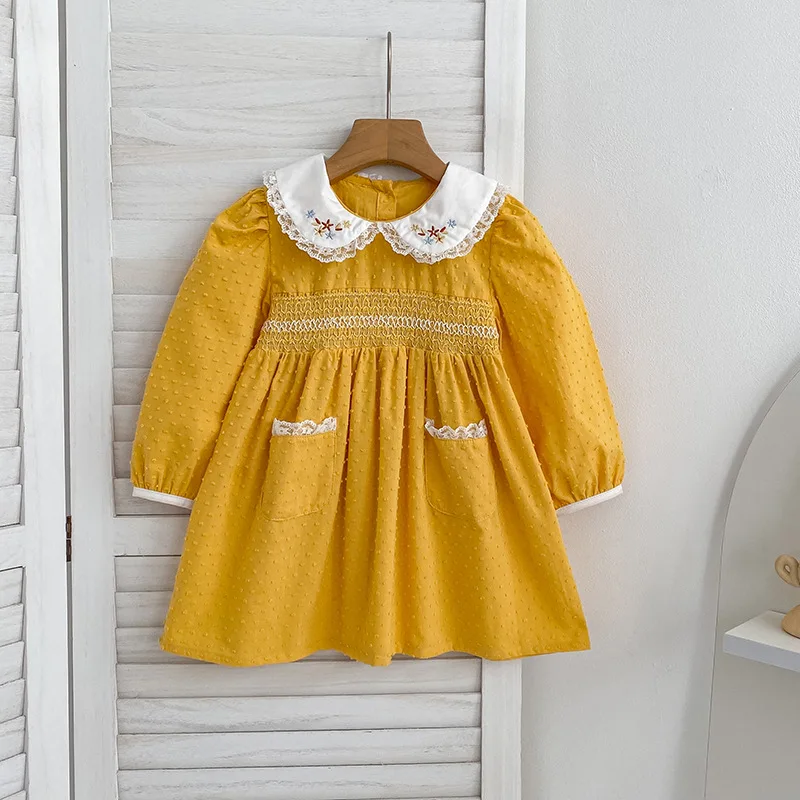 Hot Sale Korean Style Floral Print Doll Collar Girls Dress Summer New Arrival Fashionable Young Kids Dress Good Quality