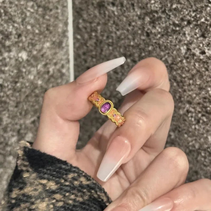 

New Chinese Jewelry, Filigree Fuyun Ring, Small and Exquisite Enamel Jewelry, High-end Sense, Light Luxury Jewelry Temperament,