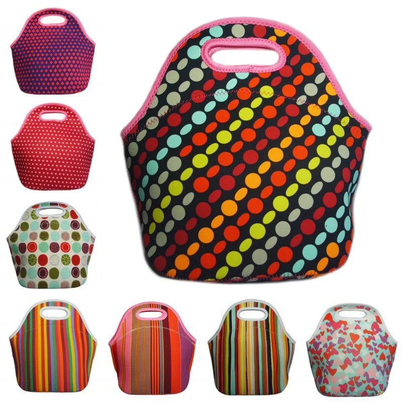 Neoprene Portable Lunch Bag Thermal Insulated Bento Box Tote Cooler Pouch Dinner Container Picnic Kid School Food Storage Bags