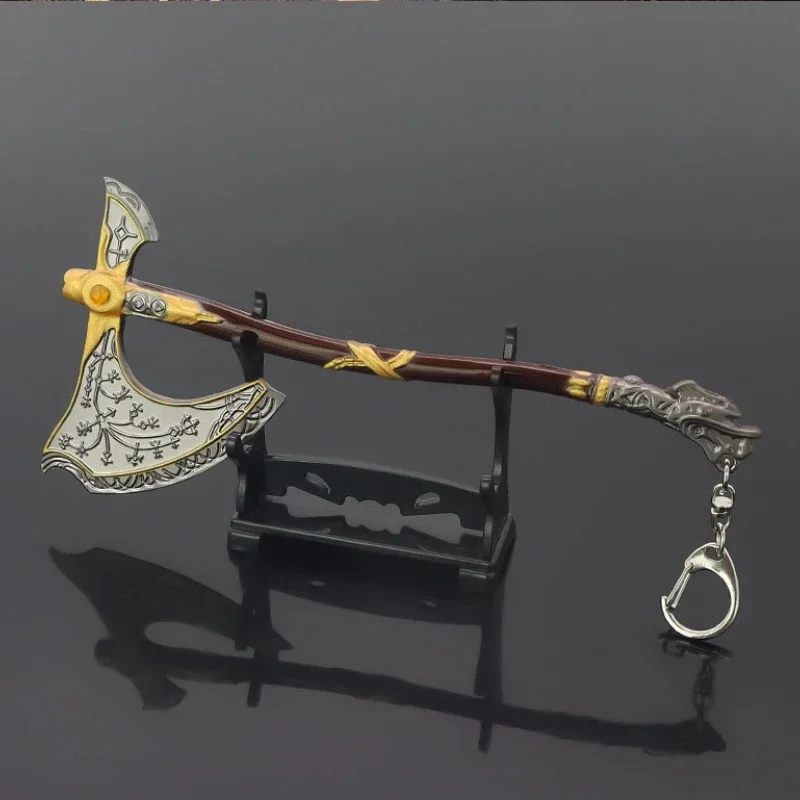 18cm/7.08in deus da guerra a machado leviatã kratos arma de metal chaveiro katana facas periféricos de jogo ornamento de mesa brinquedos presentes