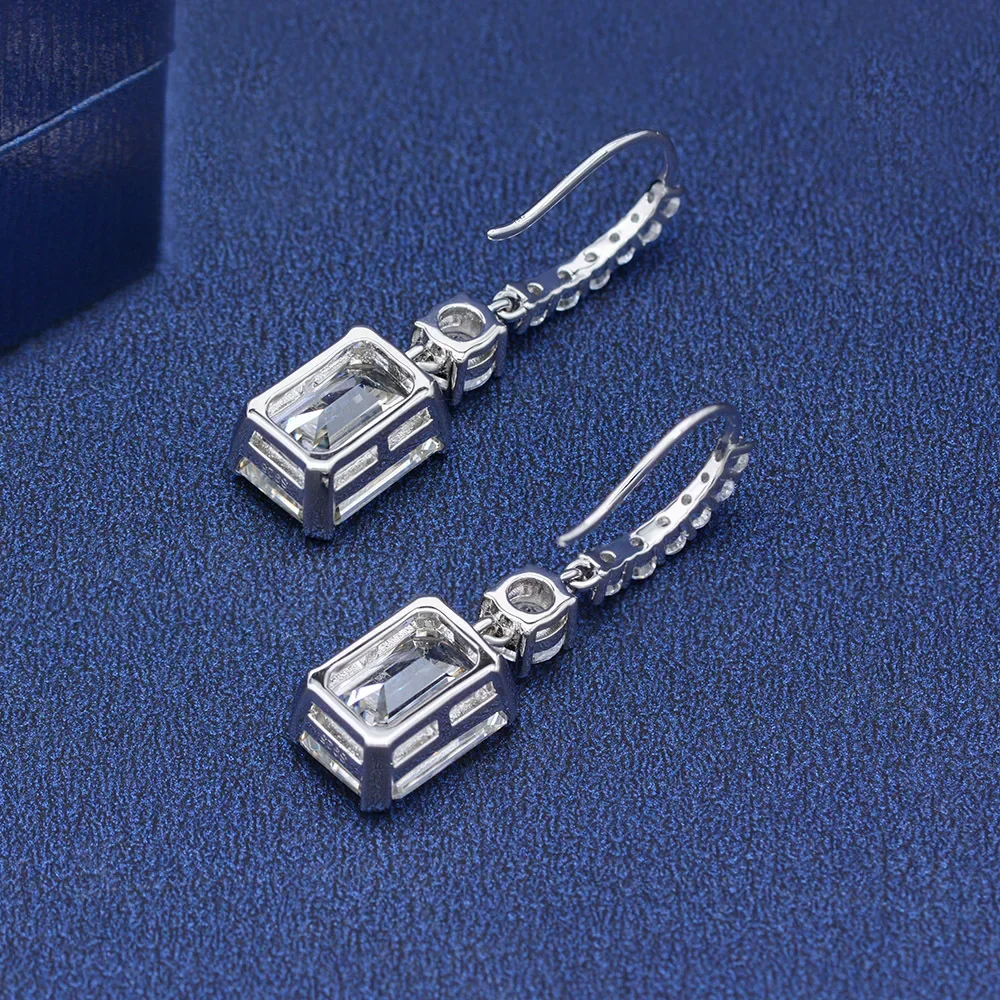 Karloch Luxury 925 Sterling Silver Created Moissanite Gemstone White Gold Drop Dangle Hook Earrings Fine Jewelry Gift Wholesale