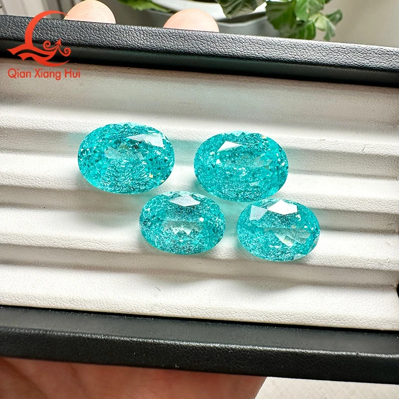 Huge 20-30CT YAG Created Neon Blue Paraiba Tourmaline Loose Gemstone, Oval Cut Lab Grown Paraiba Stone for Custom Jewelry