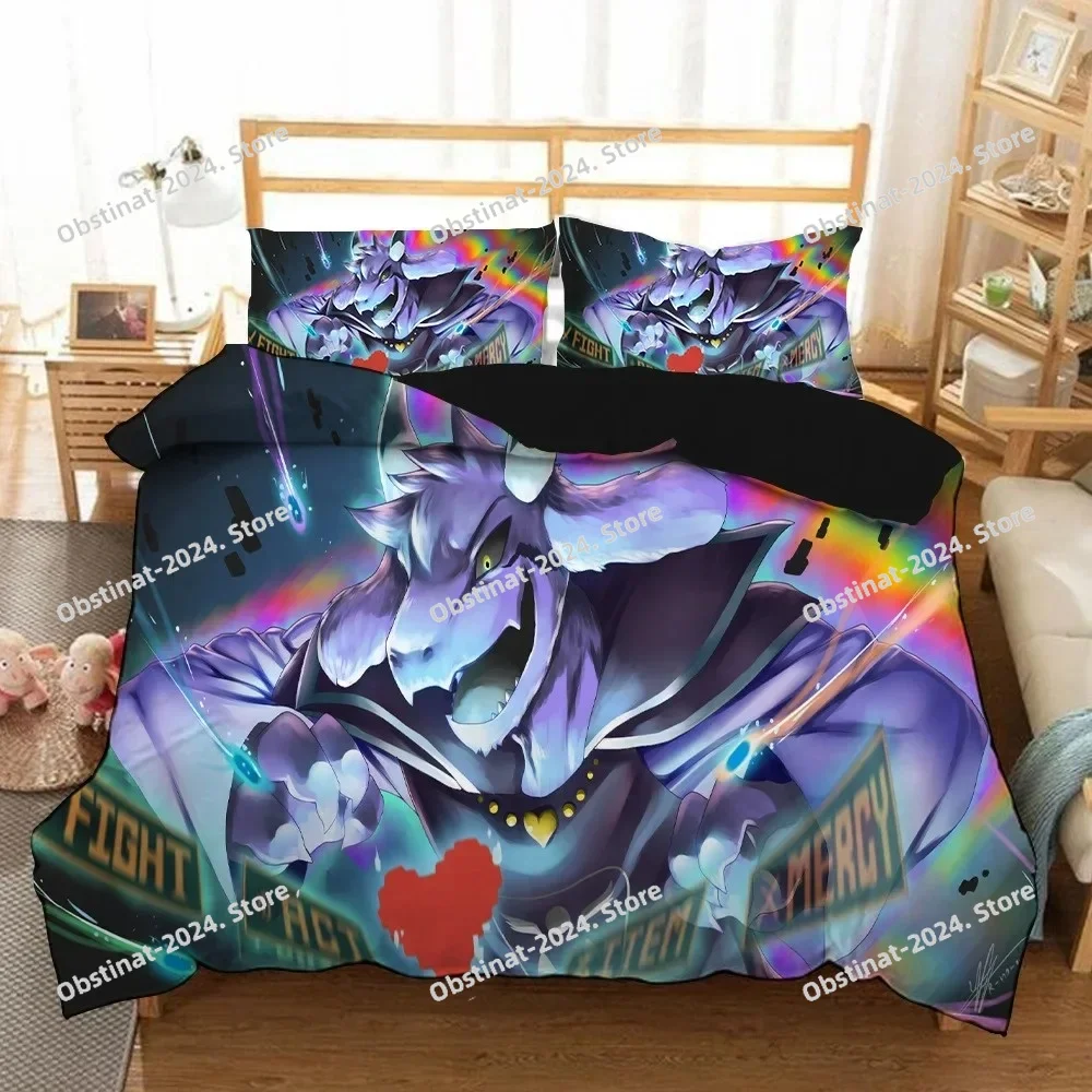 

Undertale Sans Bedding Set Printed Bed Set Duvet Cover Sheet Pillowcase Soft Quilt Cover Full Queen King Size Luxury Kids Gift