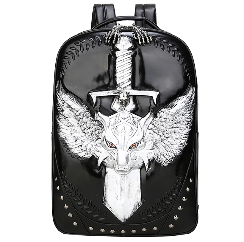 

Fashion Men Women 3D Wolf Thick Leather Backpacks PU Leather School Bag For Teenagers Girl Boy Travel Rucksack Mochila Feminina